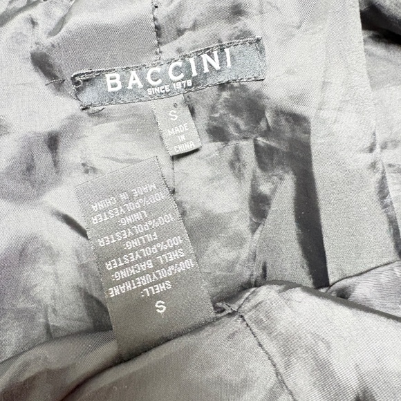 jacket leather BACCINI S black soft zip front zip pockets peplum hem vintage - Picture 12 of 15